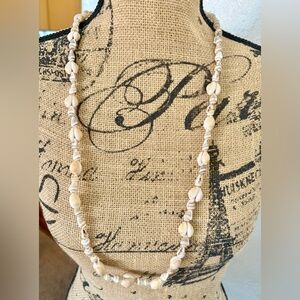 Vintage 80’s Sea Shell Long Necklace Boho Surfer 34”